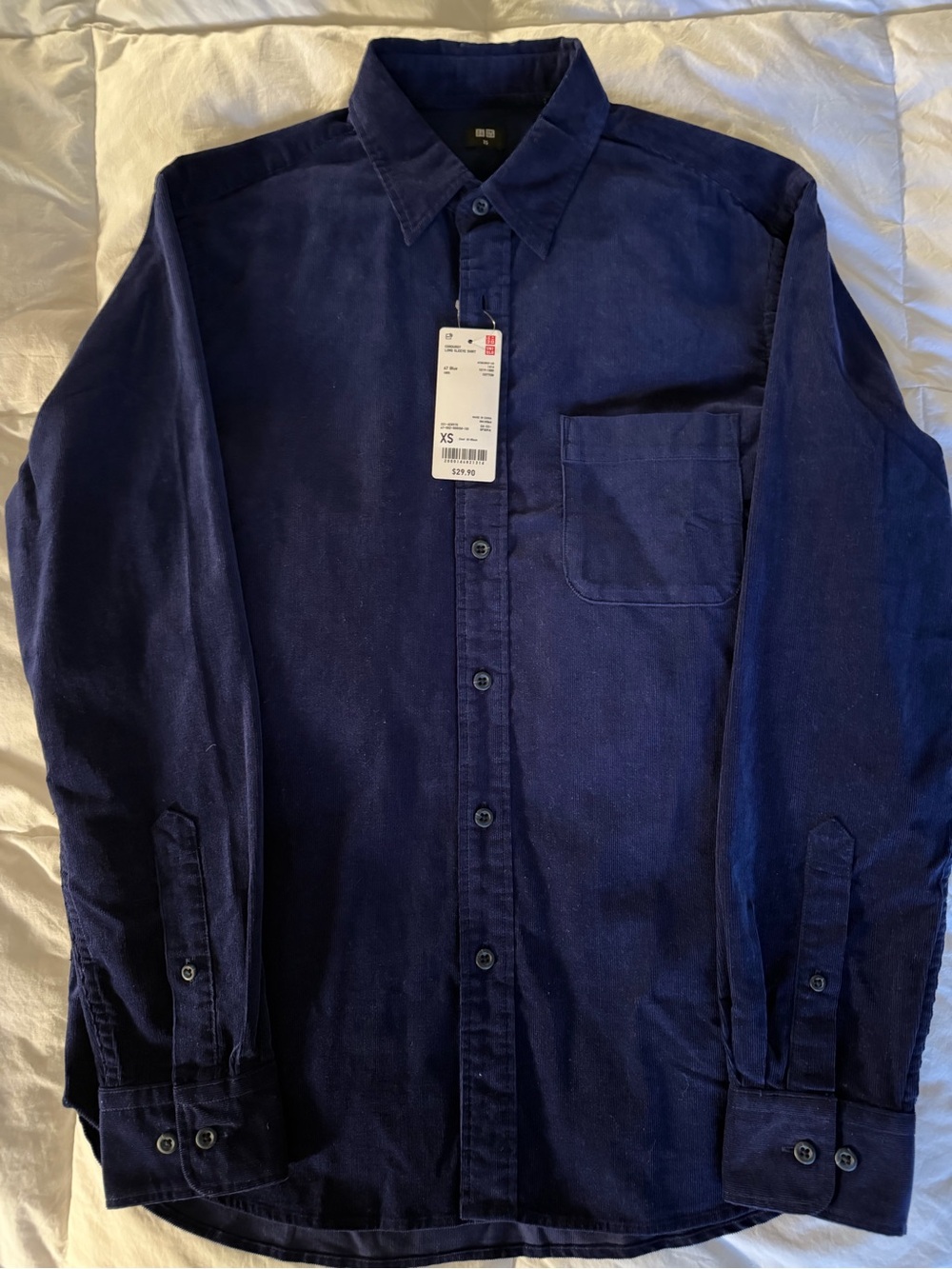 NWT Uniqlo Men’s Navy Blue Corduroy Button-Down Shirt